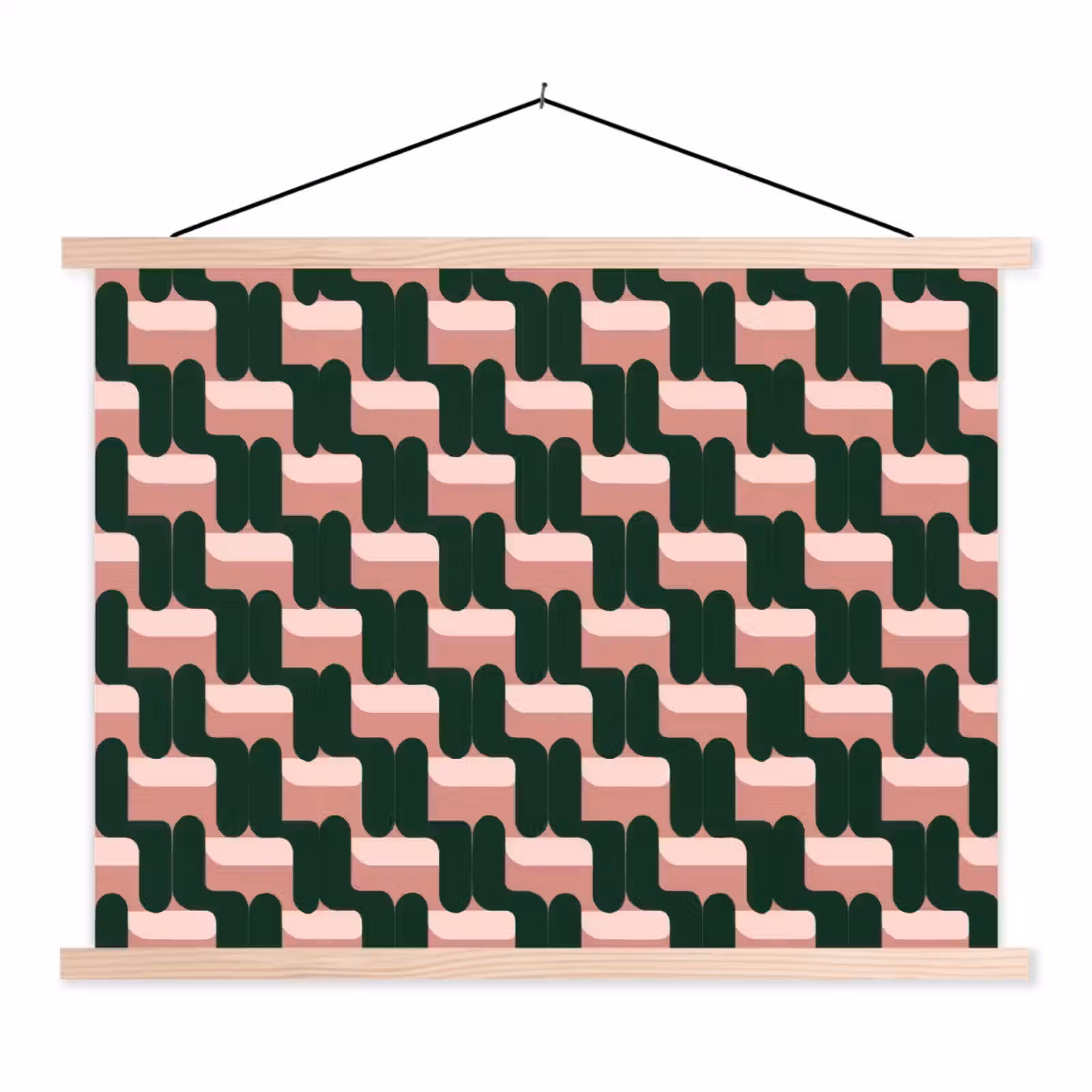 Schoolplaat - Vlechtpatroon - Groen - Roze - Geometrisch — 1