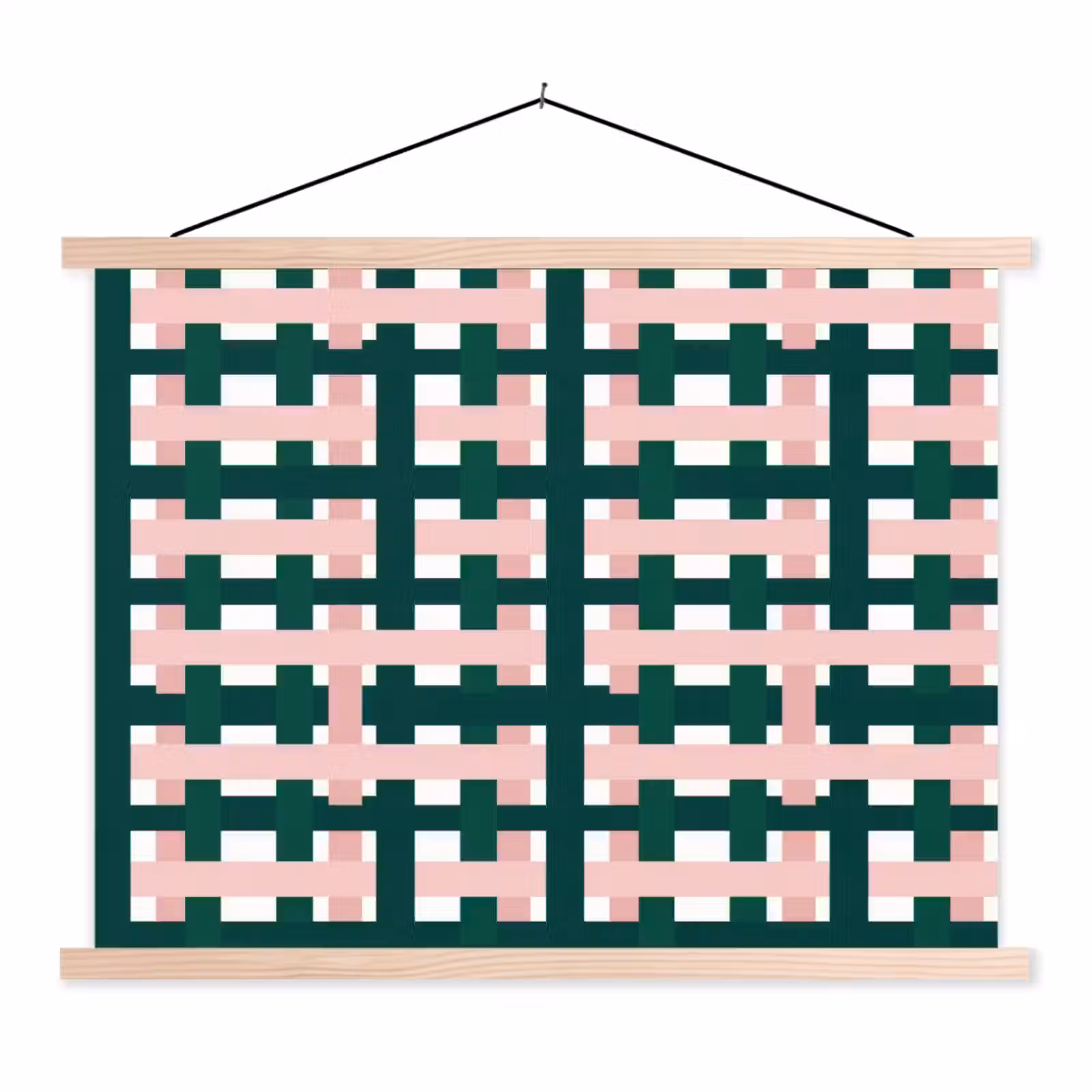Schoolplaat - Vlechtpatroon - Groen - Roze - Grafisch — 1
