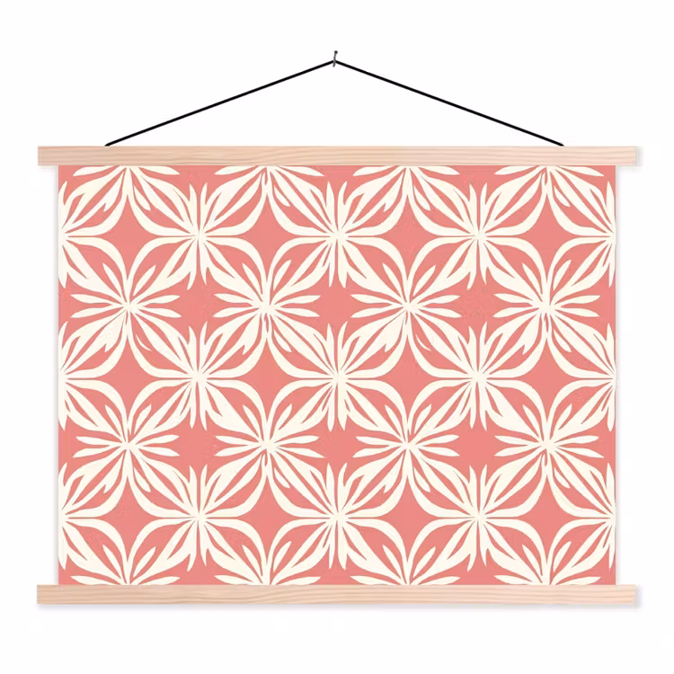 Schoolplaat - Roze - Bloemenmotief - Wit - Modern — 1