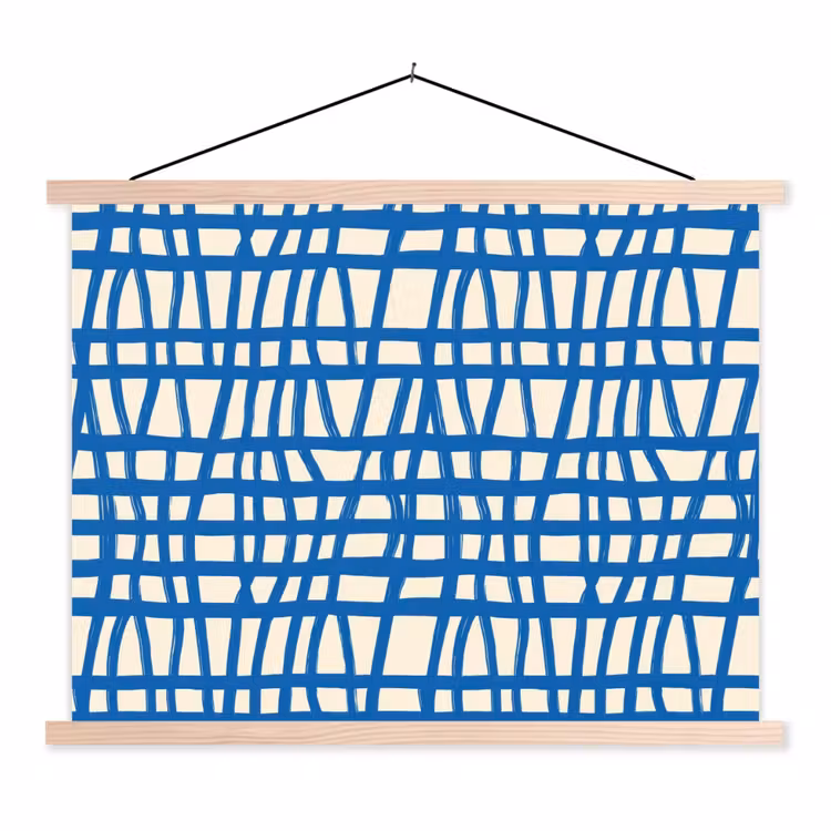 Schoolplaat - Ruitpatroon - Blauw - Crème — 1