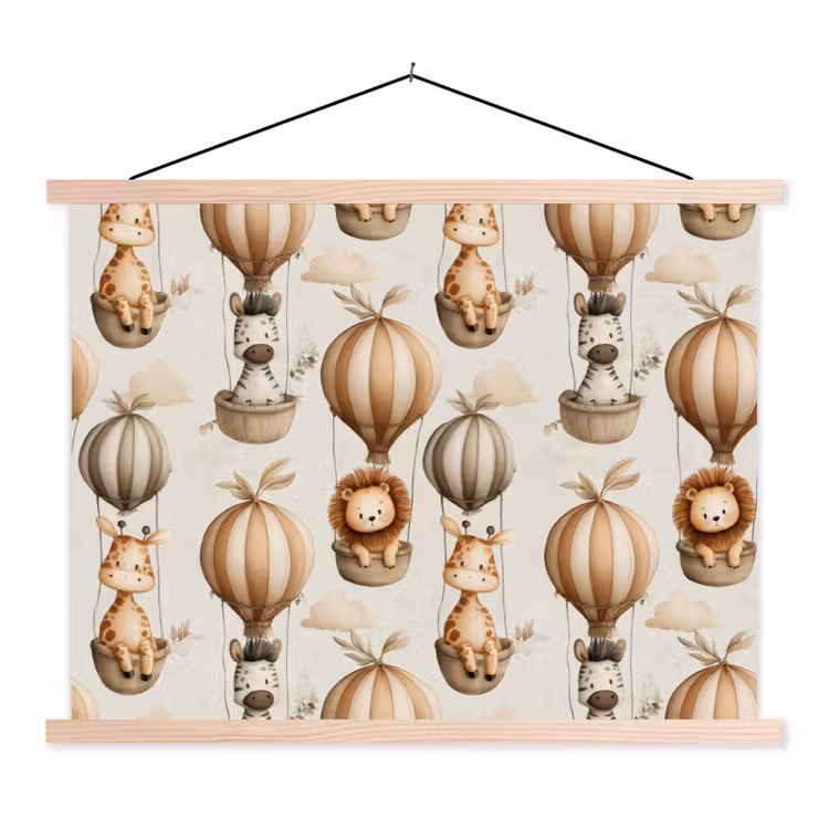 Schoolplaat - Safari - Luchtballonen - Taupe — 1