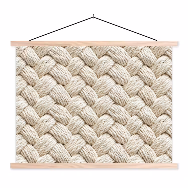 Schoolplaat - Touw - Gebreid - Beige — 1