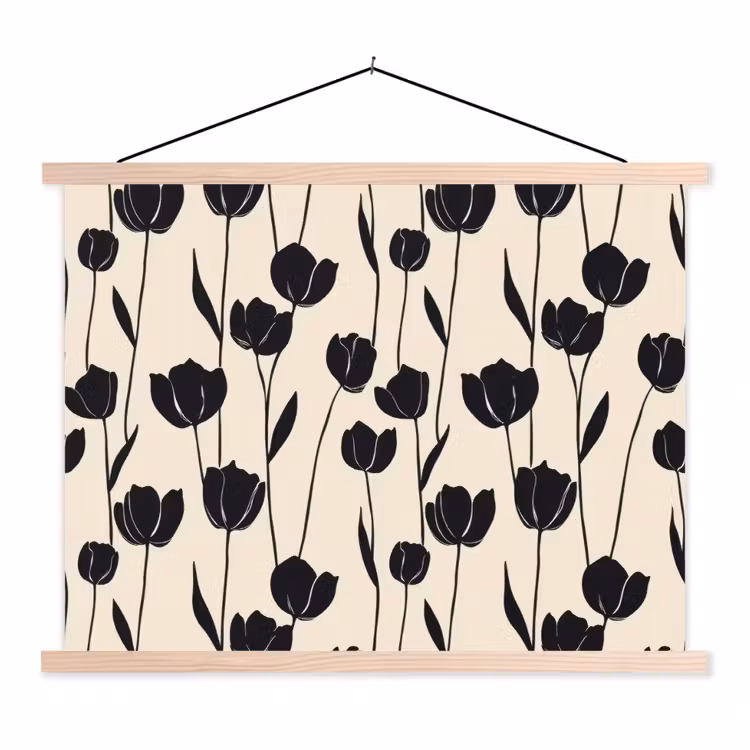 Schoolplaat - Tulpen - Patroon - Zwart — 1
