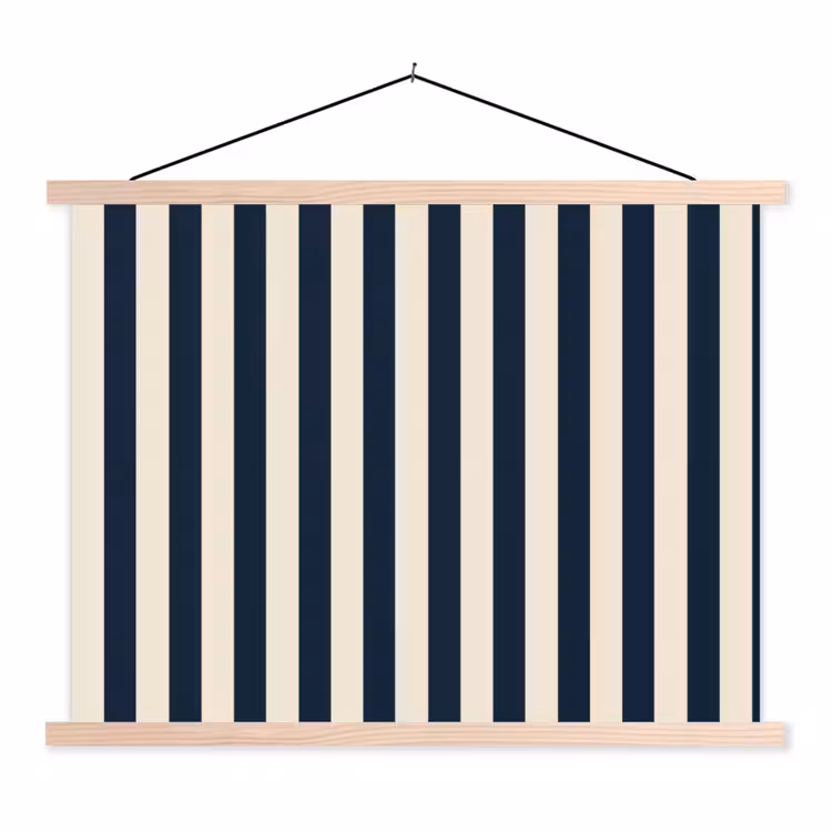 Schoolplaat - Verticale strepen - Blauw - Crème — 1