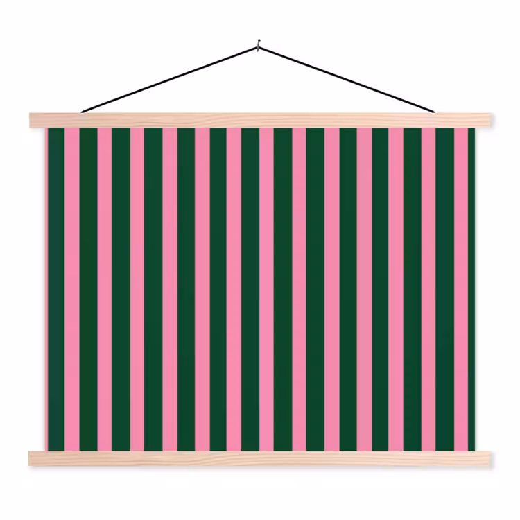 Schoolplaat - Verticale strepen - Groen - Roze — 1