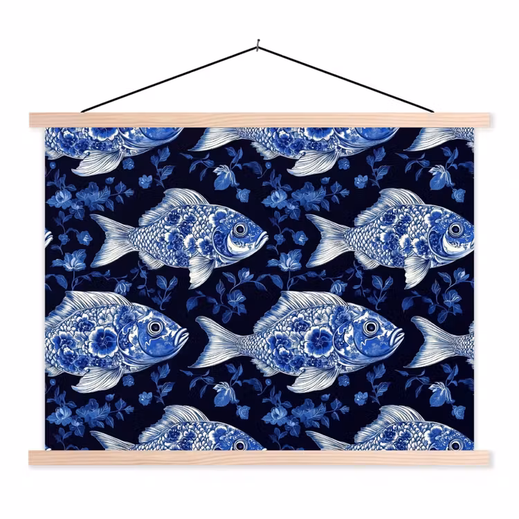 Schoolplaat - Vissen - Bloemen - Blauw — 1