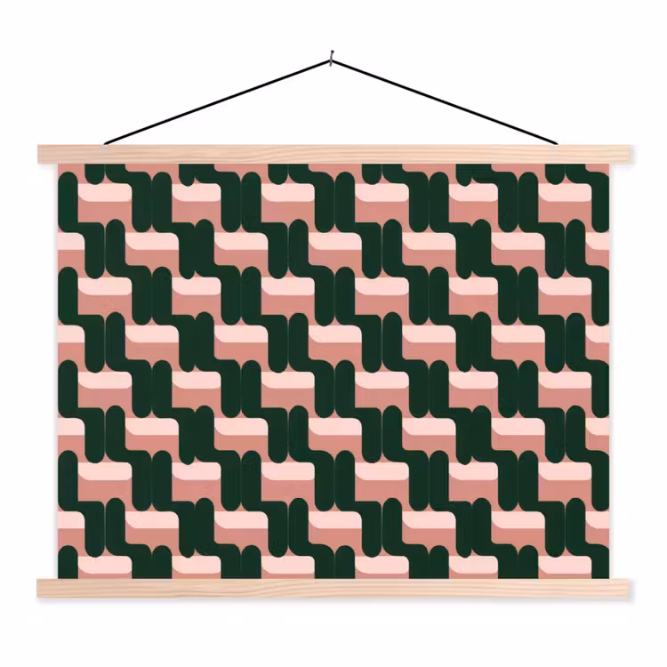 Schoolplaat - Vlechtpatroon - Groen - Roze - Geometrisch — 1