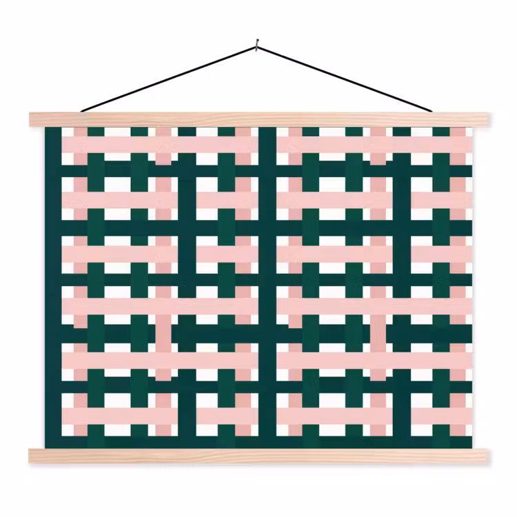 Schoolplaat - Vlechtpatroon - Groen - Roze - Grafisch — 1