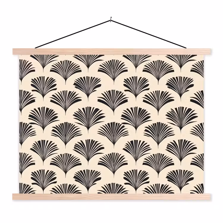Schoolplaat - Waaiers - Botanisch - Zwart - Beige — 1