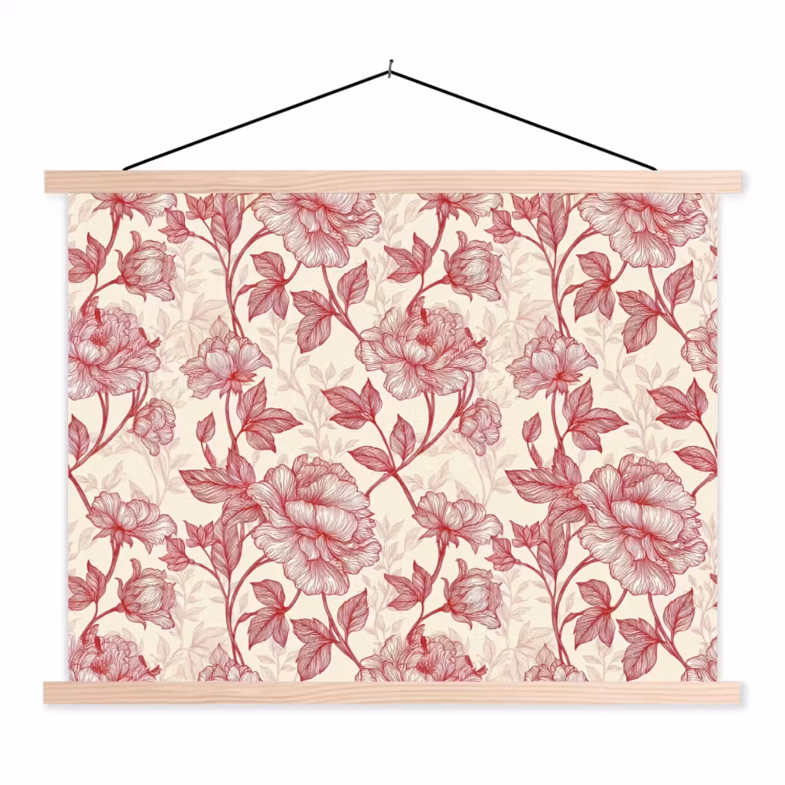 Schoolplaat - Pioenrozen - Modern - Rood — 1