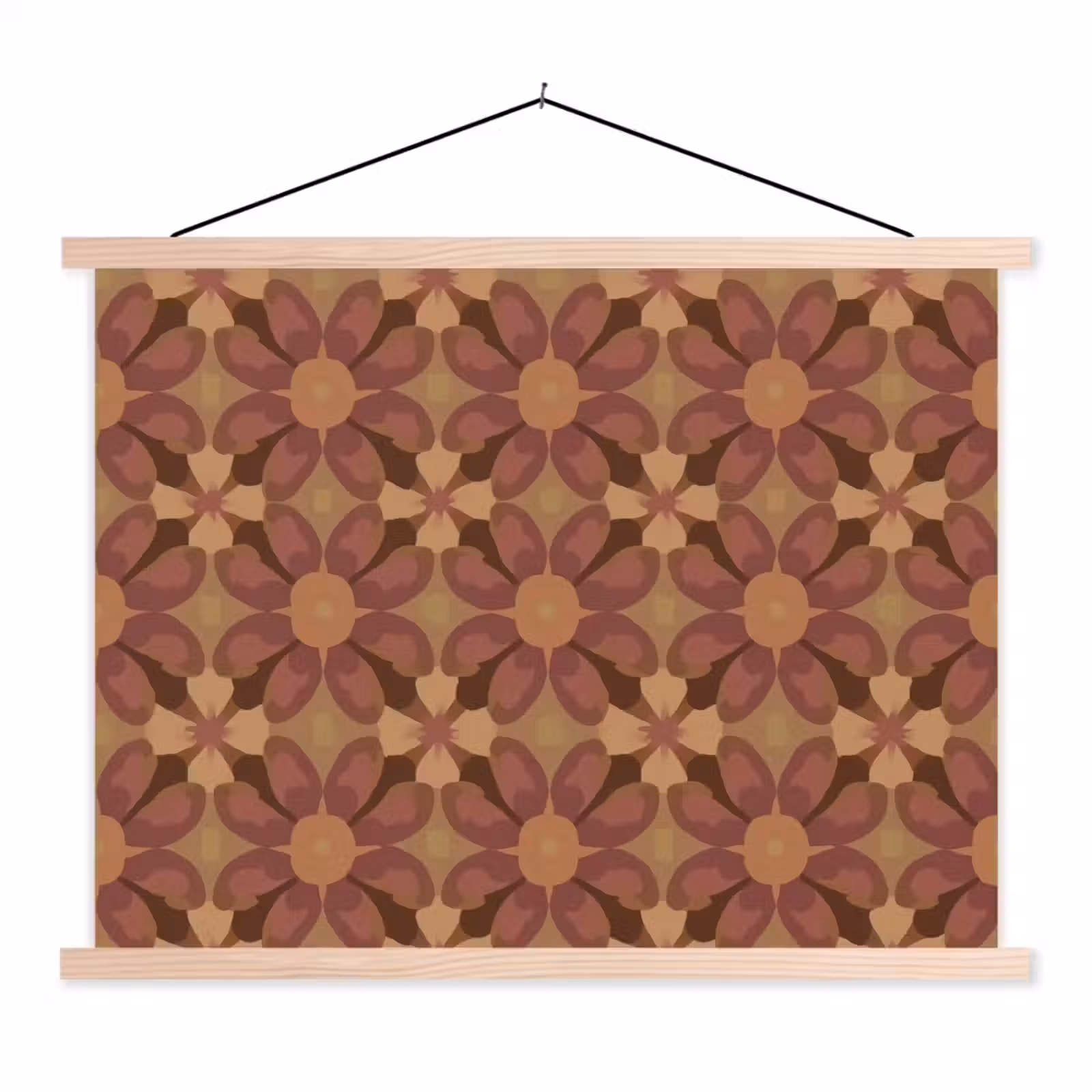 Schoolplaat - Retro - Bloemen - Bruin — 1