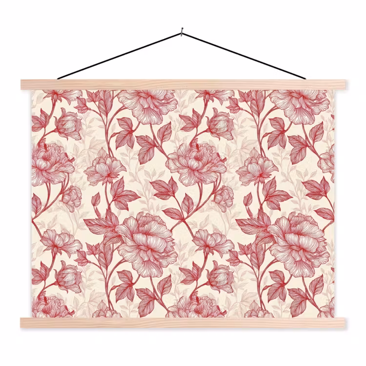Schoolplaat - Pioenrozen - Modern - Rood — 1