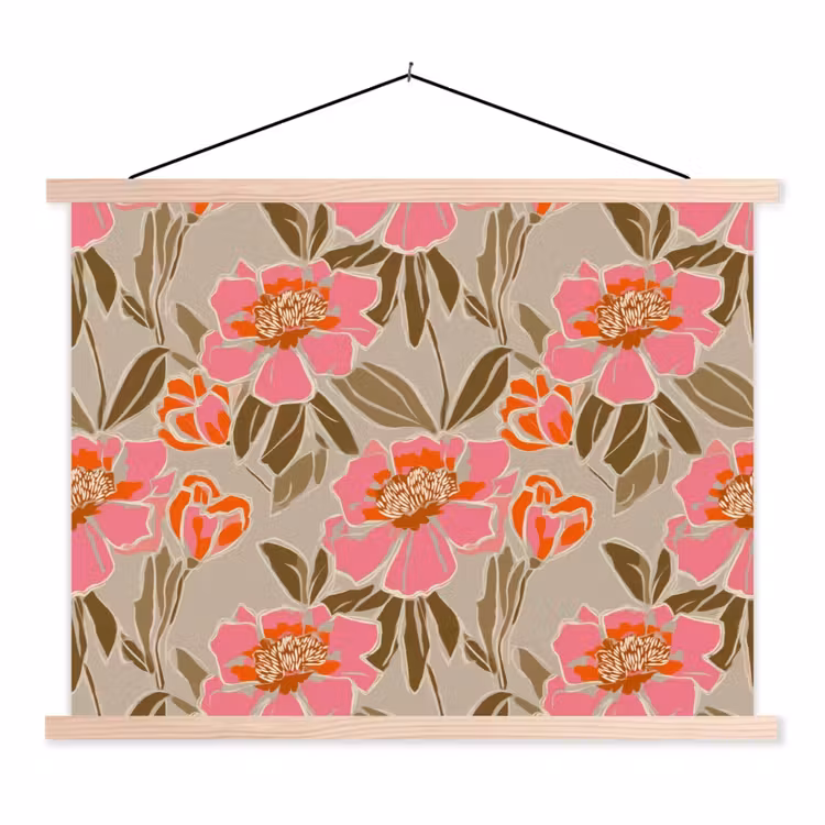 Schoolplaat - Pioenrozen - Patroon - Roze — 1