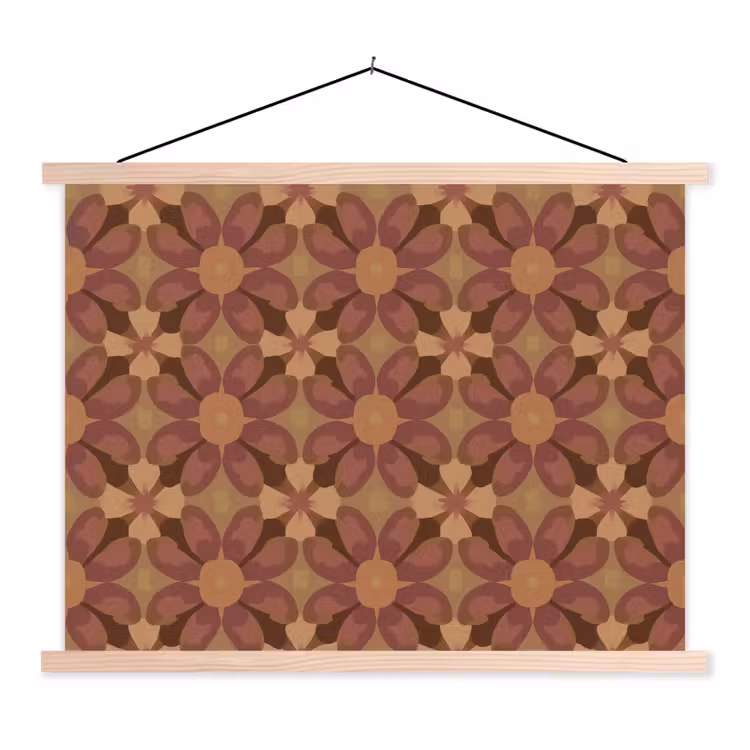 Schoolplaat - Retro - Bloemen - Bruin — 1