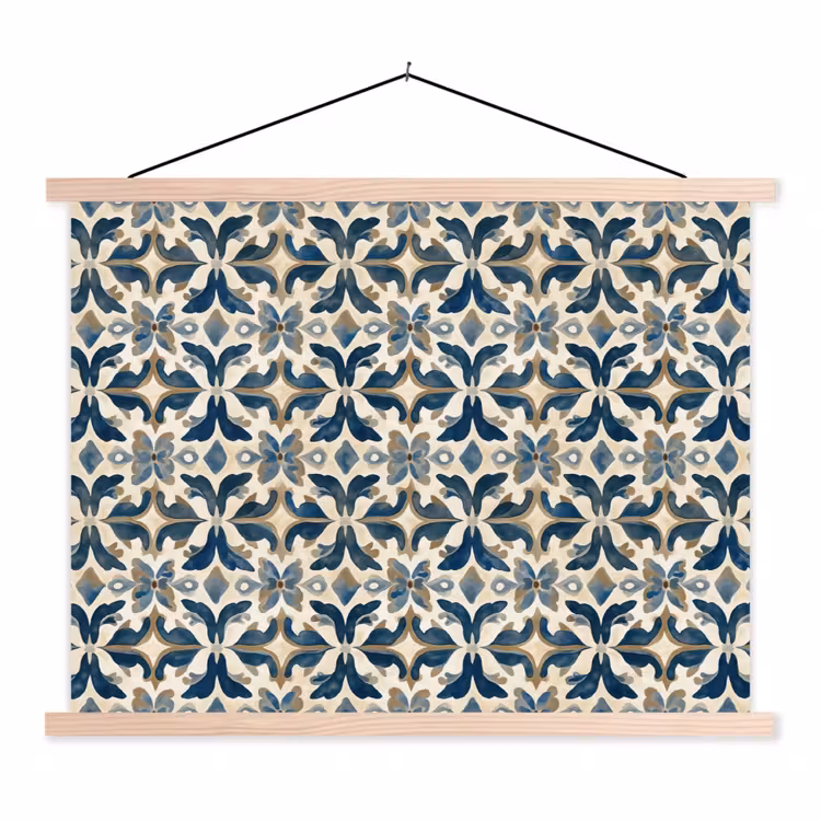 Schoolplaat - Tegel - Patroon - Blauw - Beige — 1