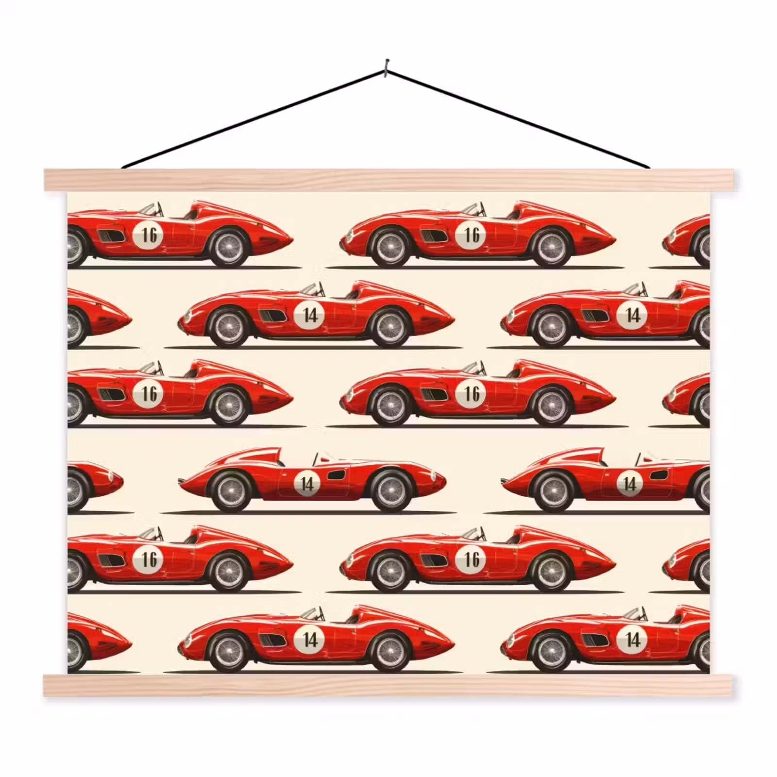 Schoolplaat - Raceauto - Retro - Rood — 1