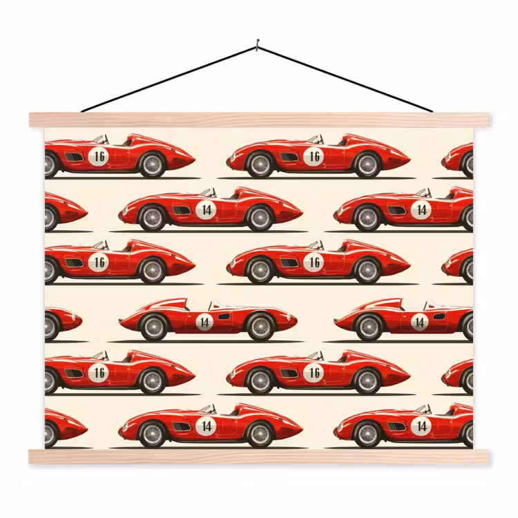 Schoolplaat - Raceauto - Retro - Rood — 1