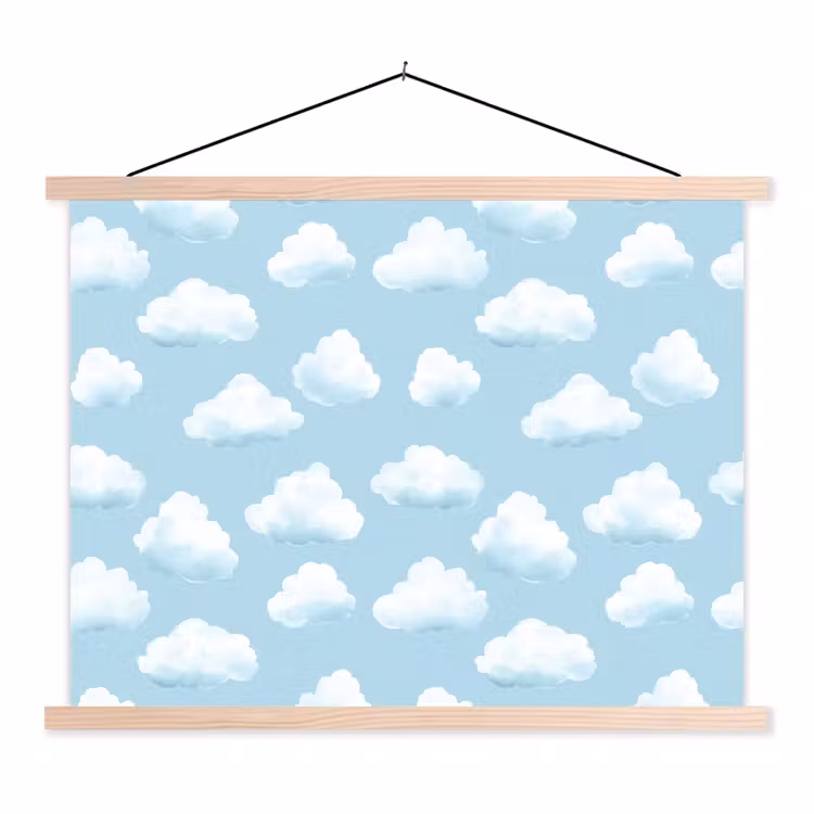 Schoolplaat - Wolken - Illustratie - Blauw — 1