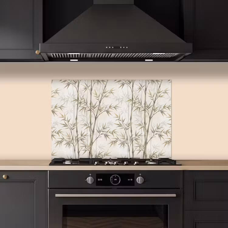 Spatscherm keuken - Bamboe - Bladeren - Natuur - Aquarel - Groen — 2