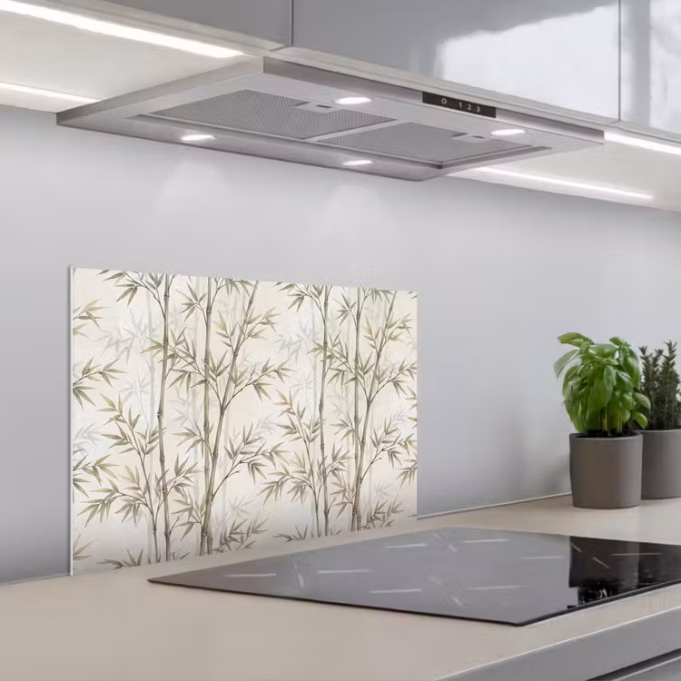 Spatscherm keuken - Bamboe - Bladeren - Natuur - Aquarel - Groen — 5