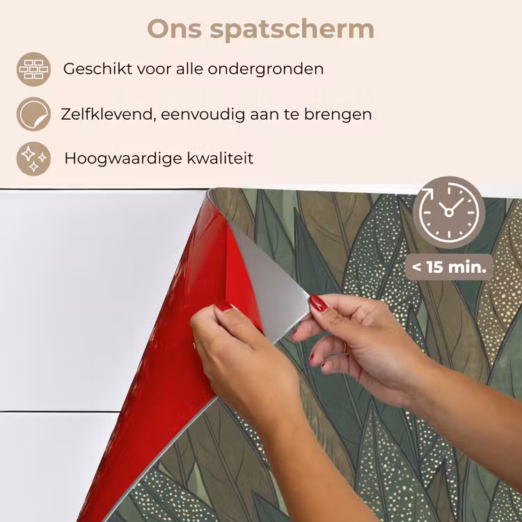 Spatscherm keuken - Bladeren - Patroon - Gestippeld - Natuur - Groen — 4