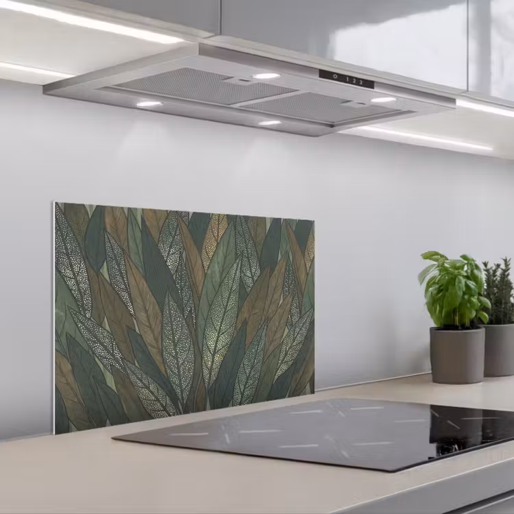 Spatscherm keuken - Bladeren - Patroon - Gestippeld - Natuur - Groen — 5