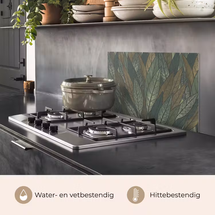 Spatscherm keuken - Bladeren - Patroon - Gestippeld - Natuur - Groen — 7