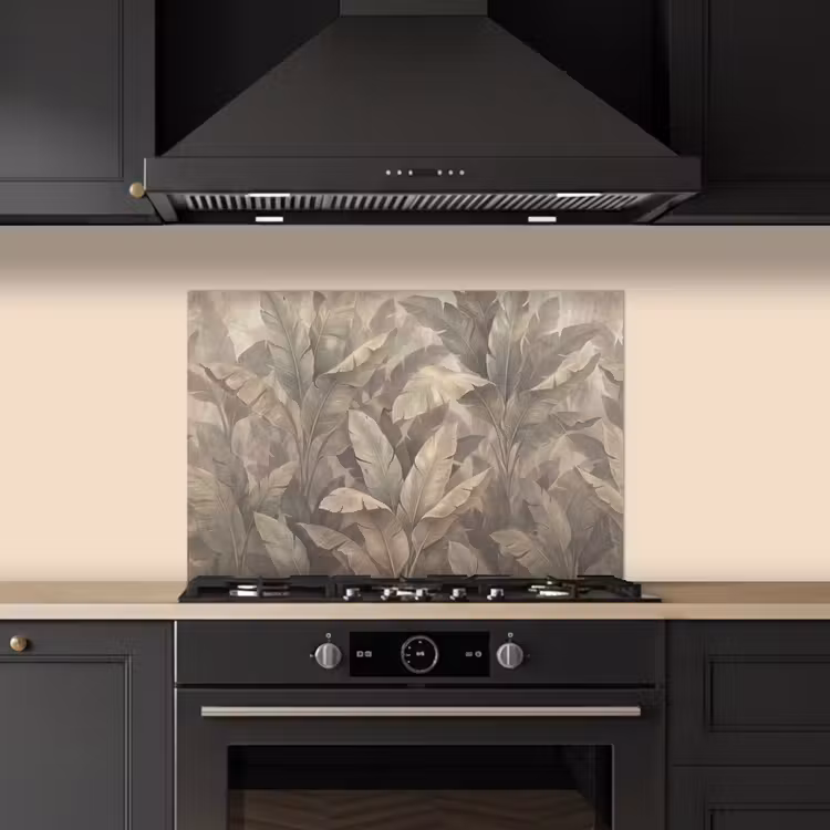 Spatscherm keuken - Bladeren - Tropisch - Natuur - Modern - Beige — 2