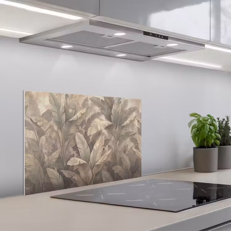 Spatscherm keuken - Bladeren - Tropisch - Natuur - Modern - Beige — 5