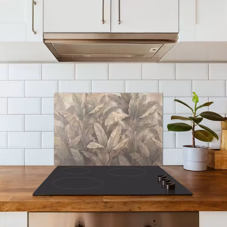 Spatscherm keuken - Bladeren - Tropisch - Natuur - Modern - Beige — 6