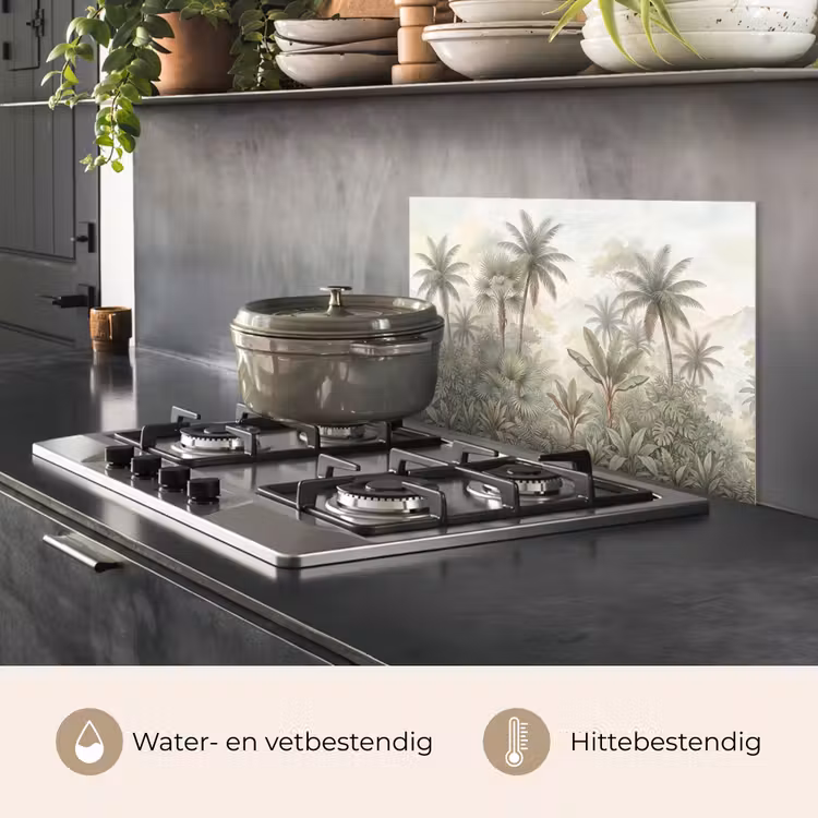Spatscherm keuken - Natuur - Tropisch bos - Landschap - Aquarel - Groen — 7