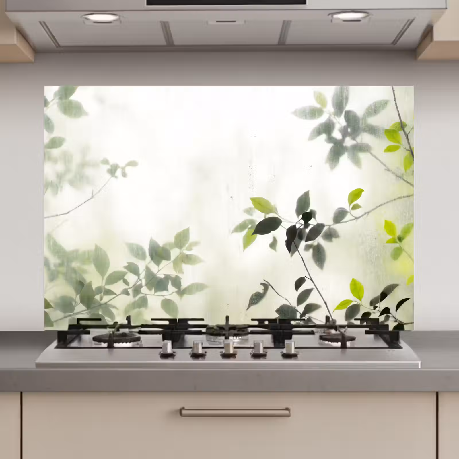Spatscherm keuken - Blad - Schaduw - Natuur - Abstract - Groen — 1