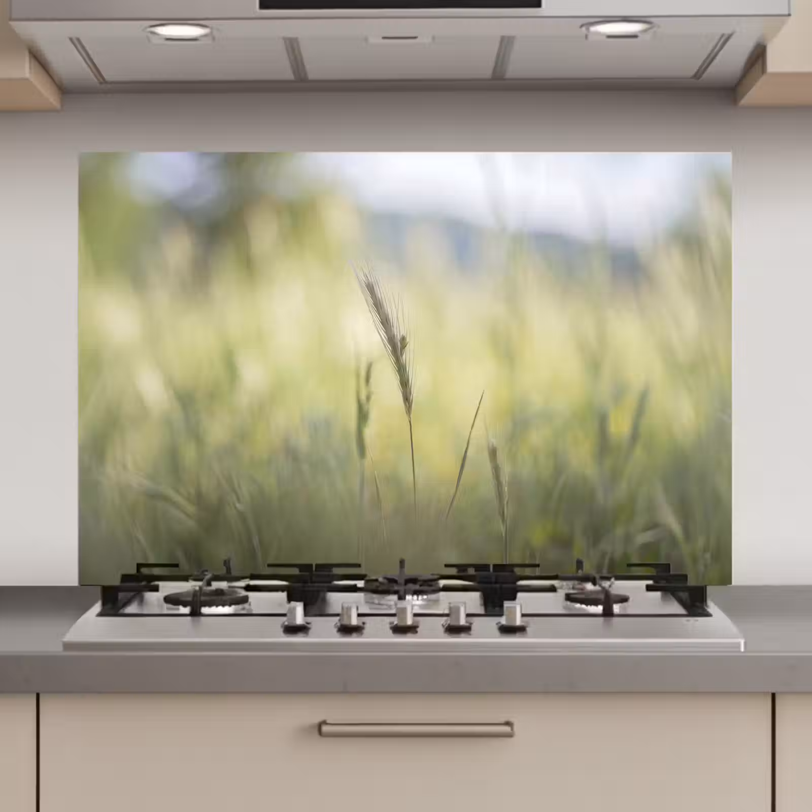 Spatscherm keuken - Graan - Aar - Natuur - Groen - Detail — 1