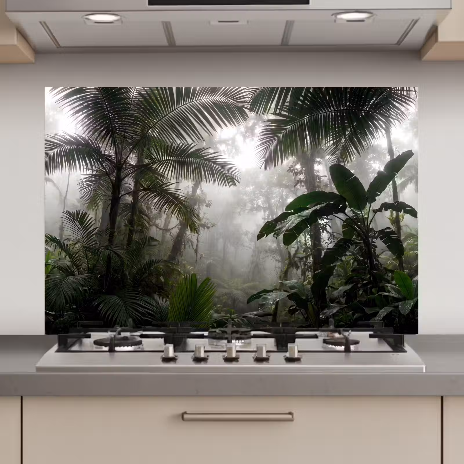 Spatscherm keuken - Natuur - Jungle - Mist - Groen - Bladeren — 1