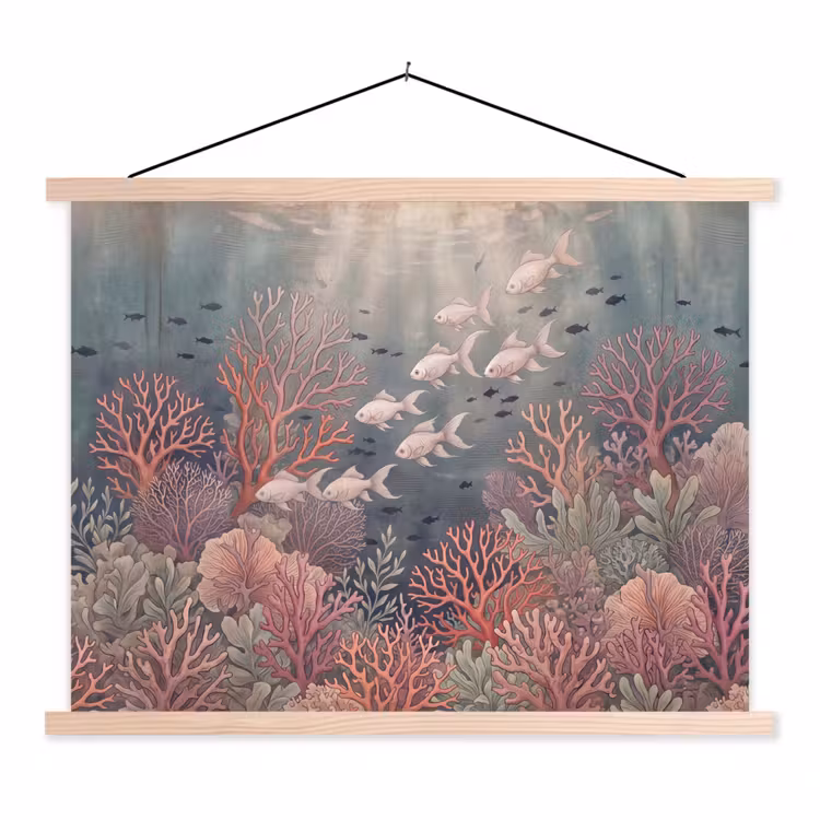 Schoolplaat - Vis - Koraal - Onderwater - Illustratie - Vintage — 1