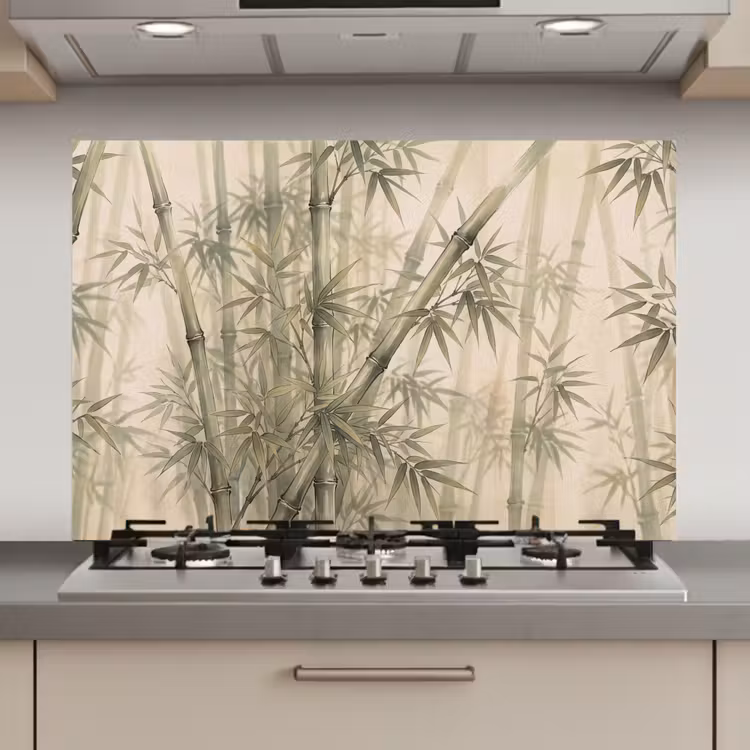 Spatscherm keuken - Bamboe - Bladeren - Aziatisch - Groen - Natuur — 1