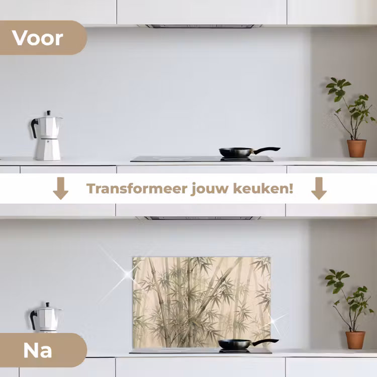 Spatscherm keuken - Bamboe - Bladeren - Aziatisch - Groen - Natuur — 3