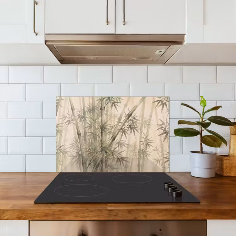 Spatscherm keuken - Bamboe - Bladeren - Aziatisch - Groen - Natuur — 6