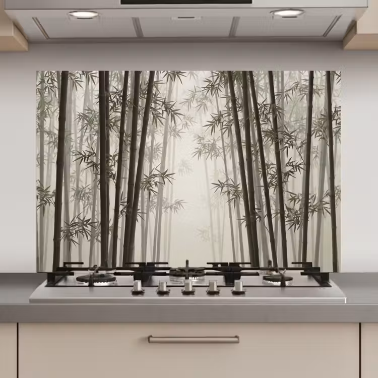 Spatscherm keuken - Bamboe - Bos - Mist - Natuur — 1