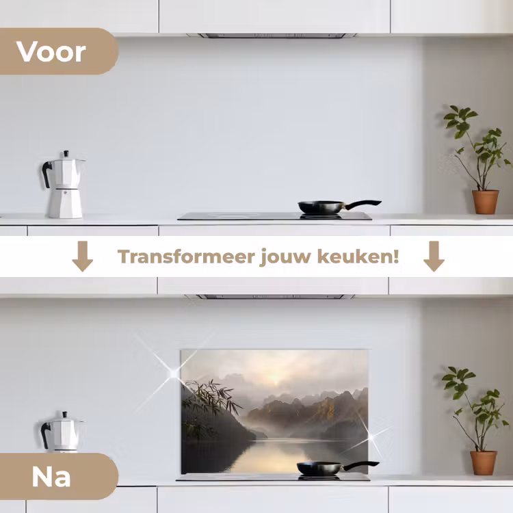 Spatscherm keuken - Bergen - Water - Mist - Natuur - Landschap — 3