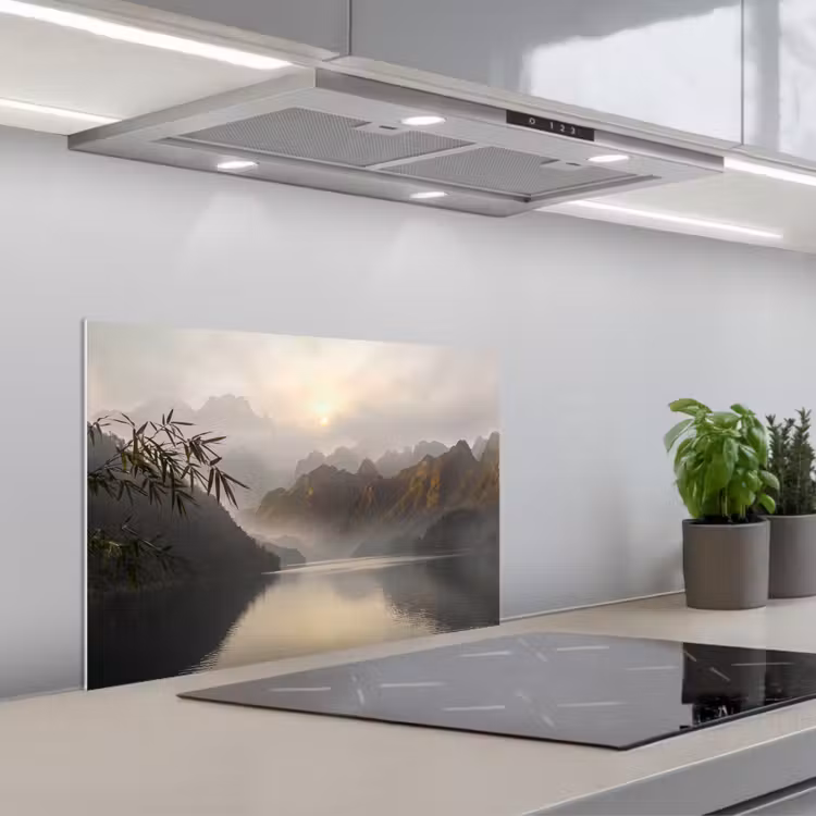 Spatscherm keuken - Bergen - Water - Mist - Natuur - Landschap — 5