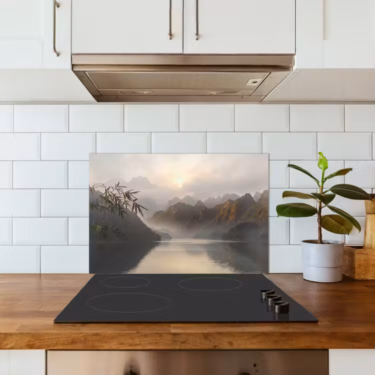 Spatscherm keuken - Bergen - Water - Mist - Natuur - Landschap — 6
