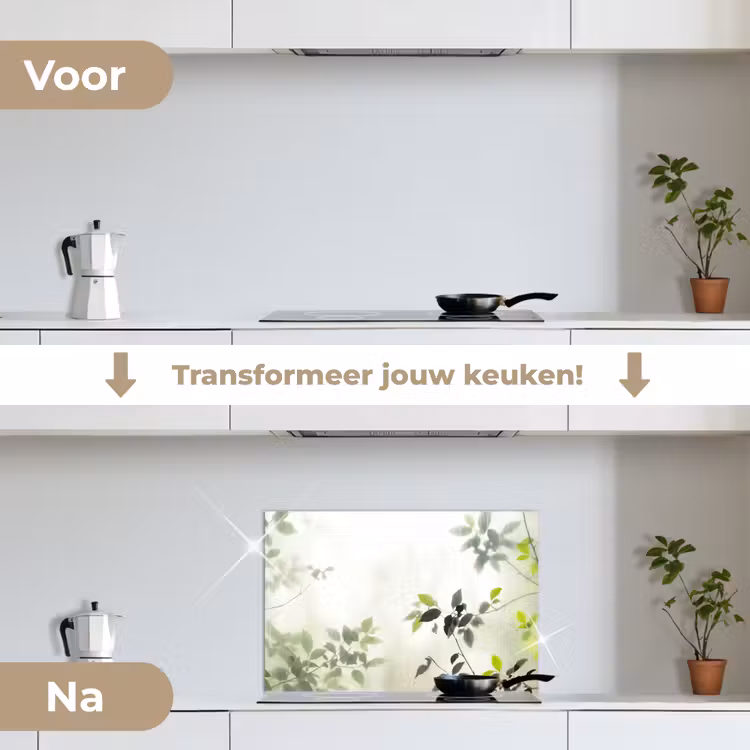 Spatscherm keuken - Blad - Schaduw - Natuur - Abstract - Groen — 3