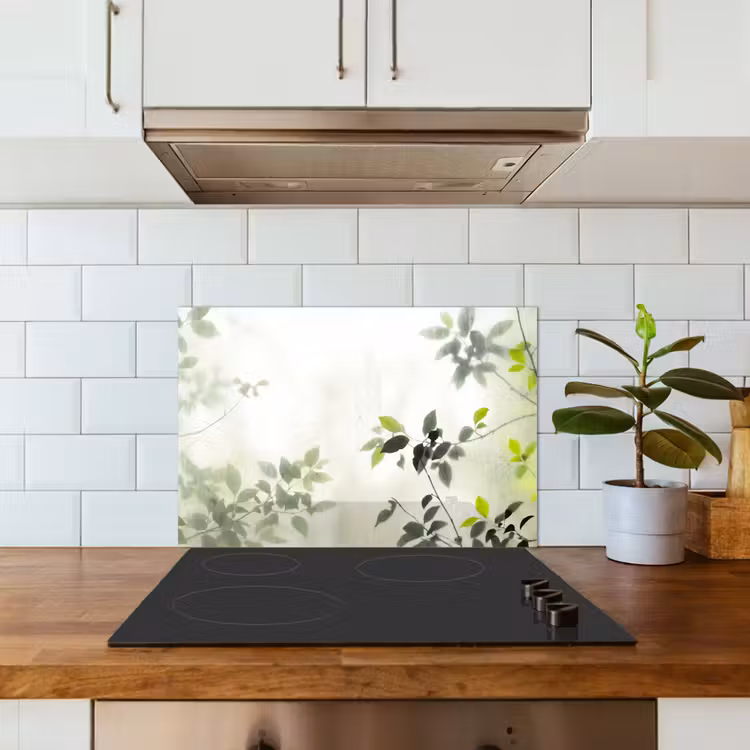 Spatscherm keuken - Blad - Schaduw - Natuur - Abstract - Groen — 6