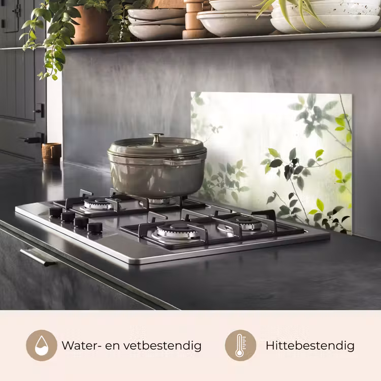 Spatscherm keuken - Blad - Schaduw - Natuur - Abstract - Groen — 7