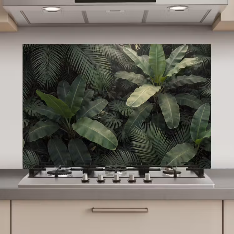 Spatscherm keuken - Bladeren - Groen - Tropisch - Natuur — 1