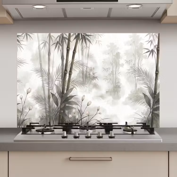 Spatscherm keuken - Bloemen - Knop - Tuin - Illustratie - Wit — 1