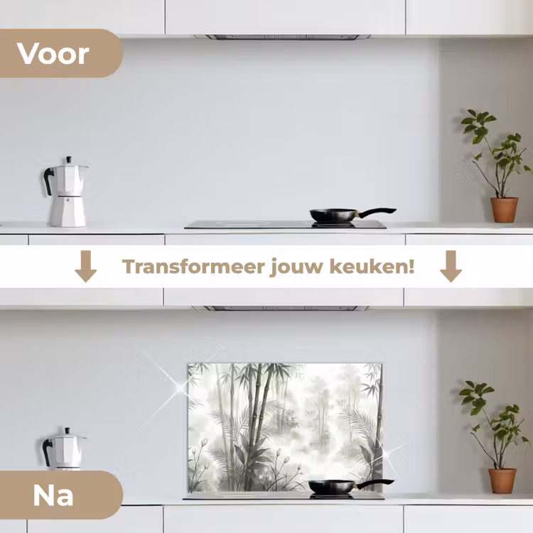 Spatscherm keuken - Bloemen - Knop - Tuin - Illustratie - Wit — 3