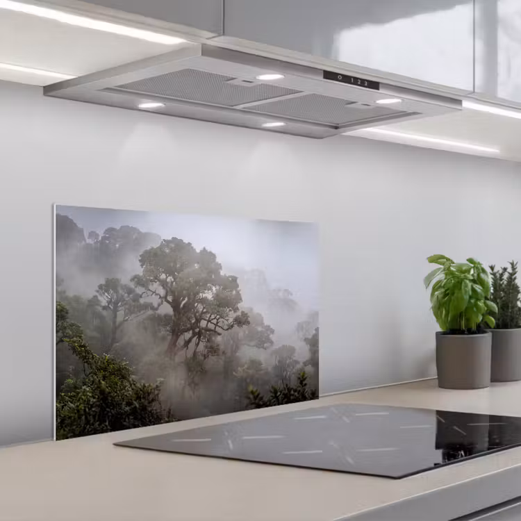 Spatscherm keuken - Boom - Mistig - Bos - Groen - Natuur — 5