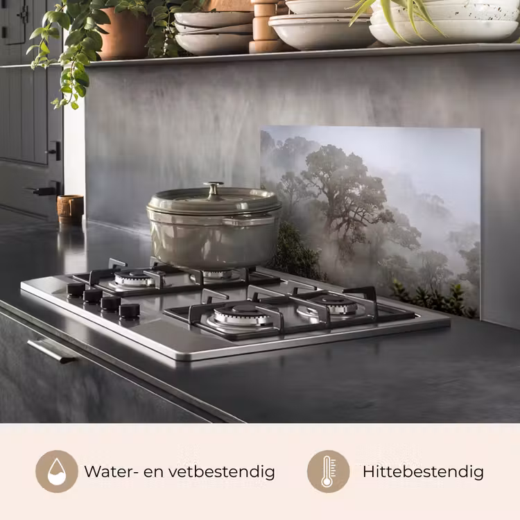 Spatscherm keuken - Boom - Mistig - Bos - Groen - Natuur — 7